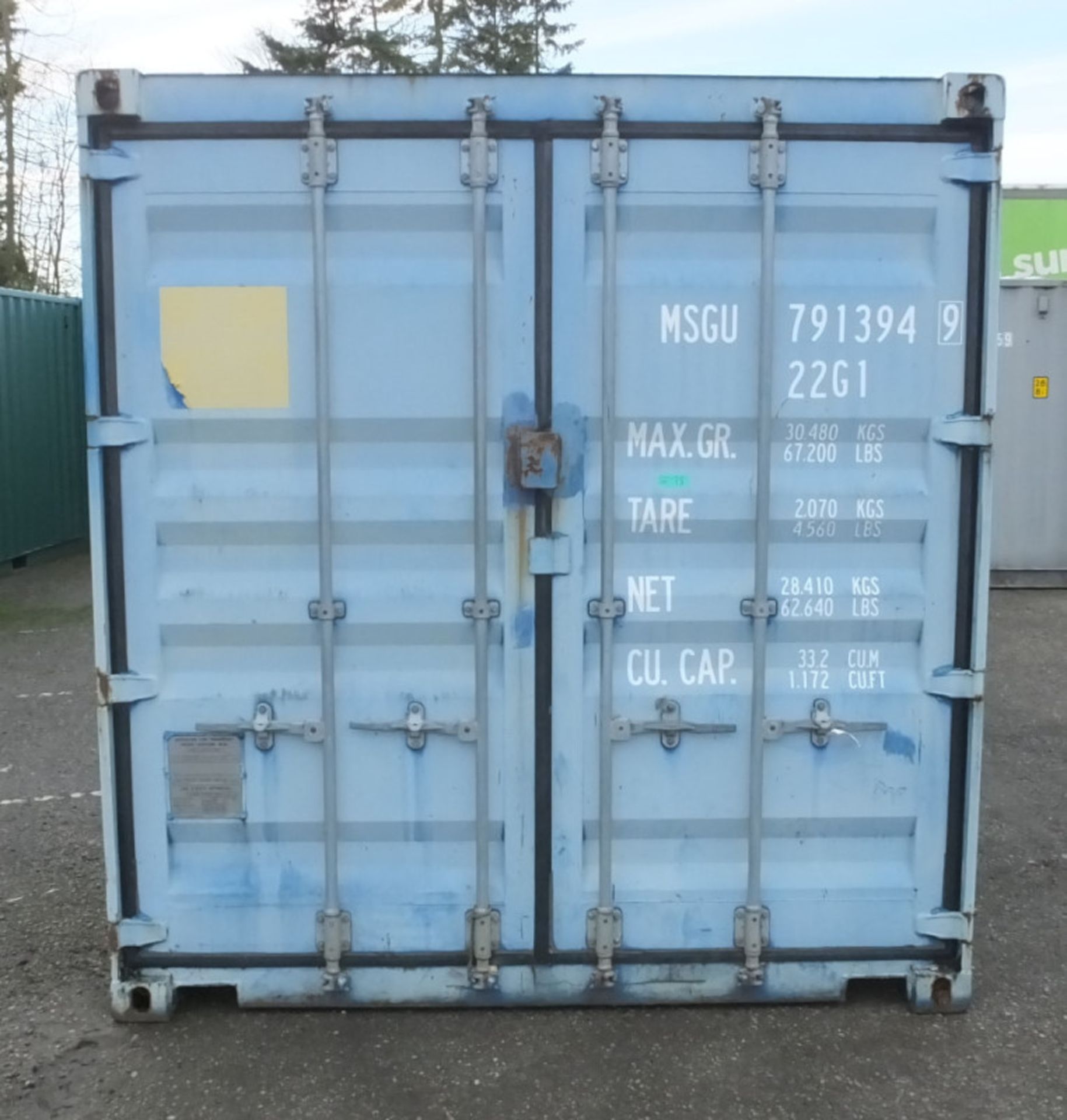 20ft ISO container - Type 1CC-20NT14G(B) - light blue - LOCATED AT OUR CROFT SITE - Image 2 of 12