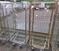 2x Palletower Mobile Caged Laundry Trollies