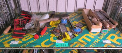 Various Small Hacksaws, Spoke Shave Planes, Wire Brushes, Grinder Parts & Hand Files