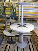 2x 800mm round tables, 2x 600mm round tables