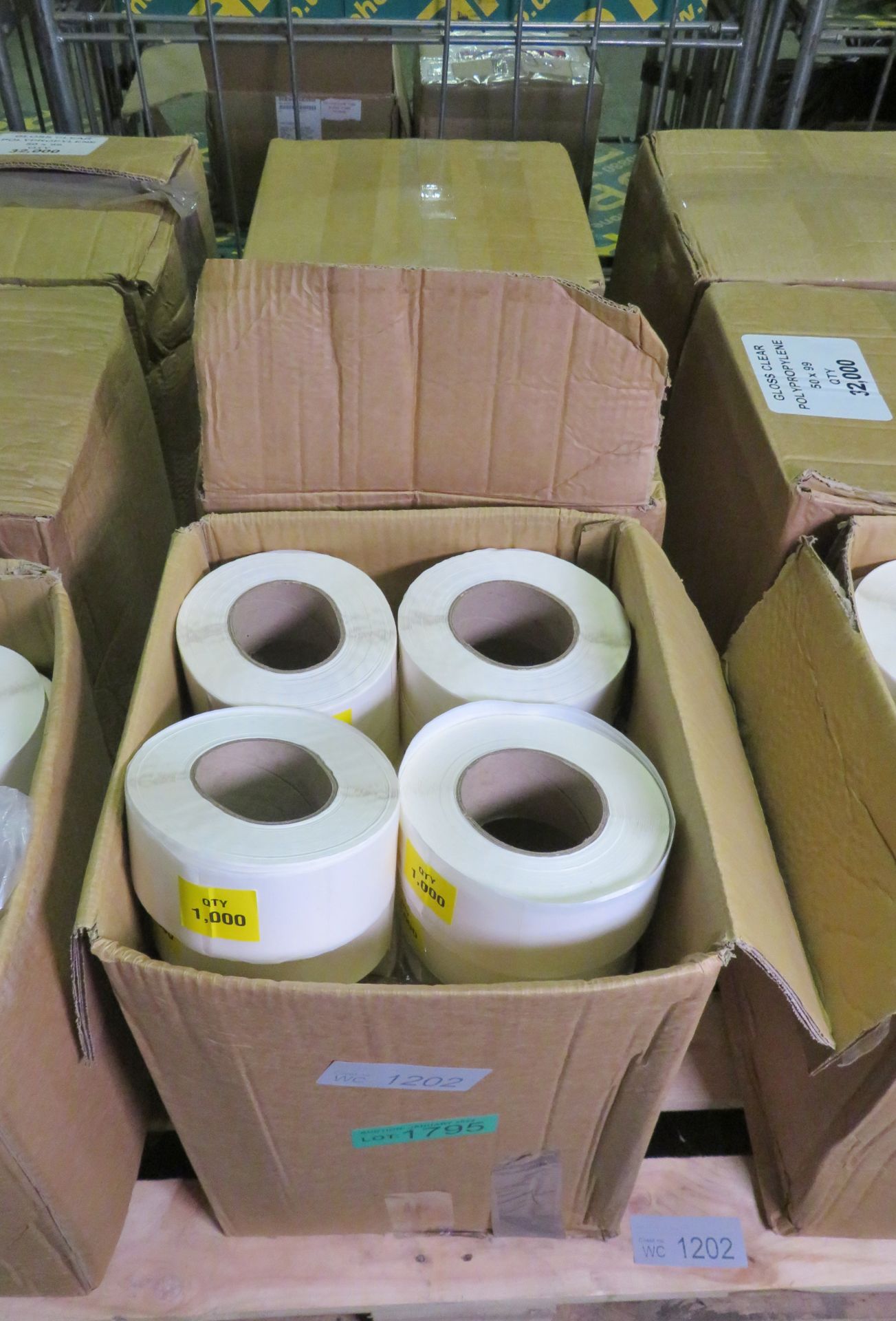 Gloss Clear polypropylene label rolls - 50x99 - 3 boxes - 32 rolls per box - 1000 labels p