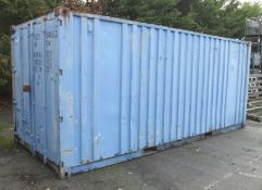 20ft ISO container - Type SC20-10B - light blue (hole in top - see pics) - LOCATED AT OUR CROFT SITE