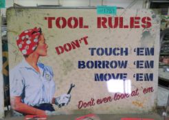 Tool rules tin sign - 700 x 500mm