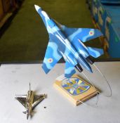 F-16 Aircraft Display Plaque & Typhoon Jet Silver Plated Model