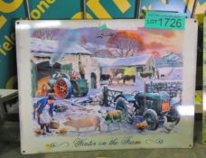 Winter on the farm tin poster - 400 x 300mm