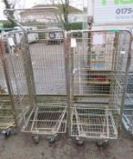 2x Palletower Mobile Caged Laundry Trollies