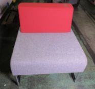 4x Red And Gray Soft reception chairs (STILLAGE NOT INCLUDED)