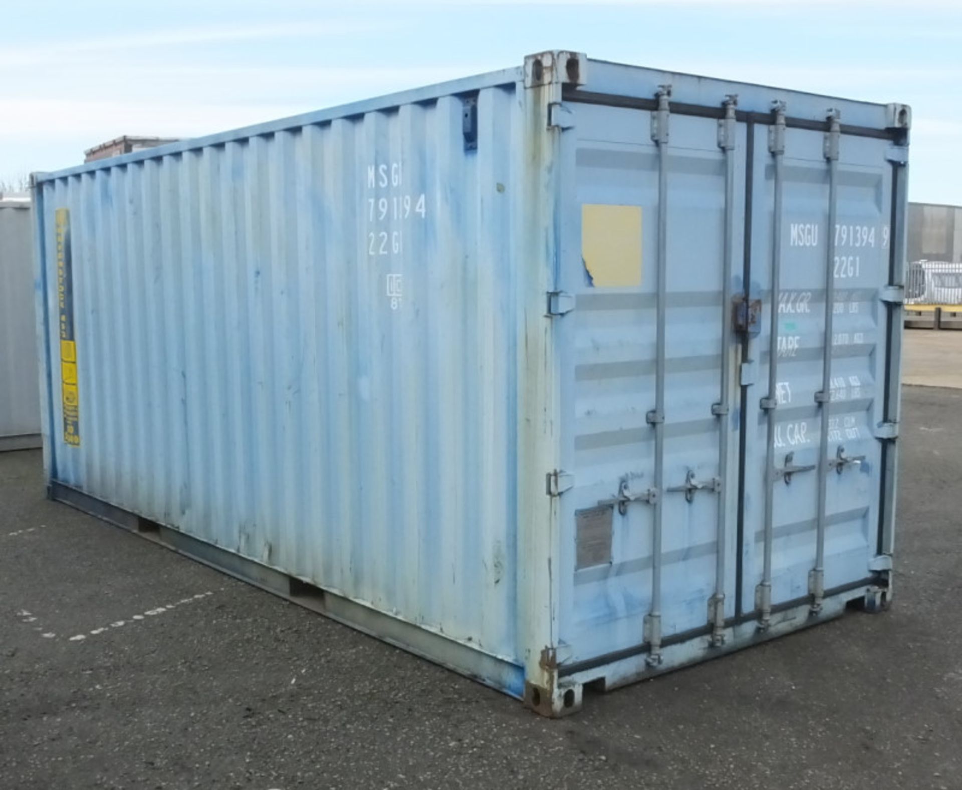 20ft ISO container - Type 1CC-20NT14G(B) - light blue - LOCATED AT OUR CROFT SITE - Image 3 of 12