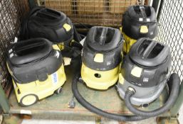5 x Karcher Proffessional T9/ 1 BP Vacuum Cleaners, 4 in working condition, 1 T 12/1 spares and repa