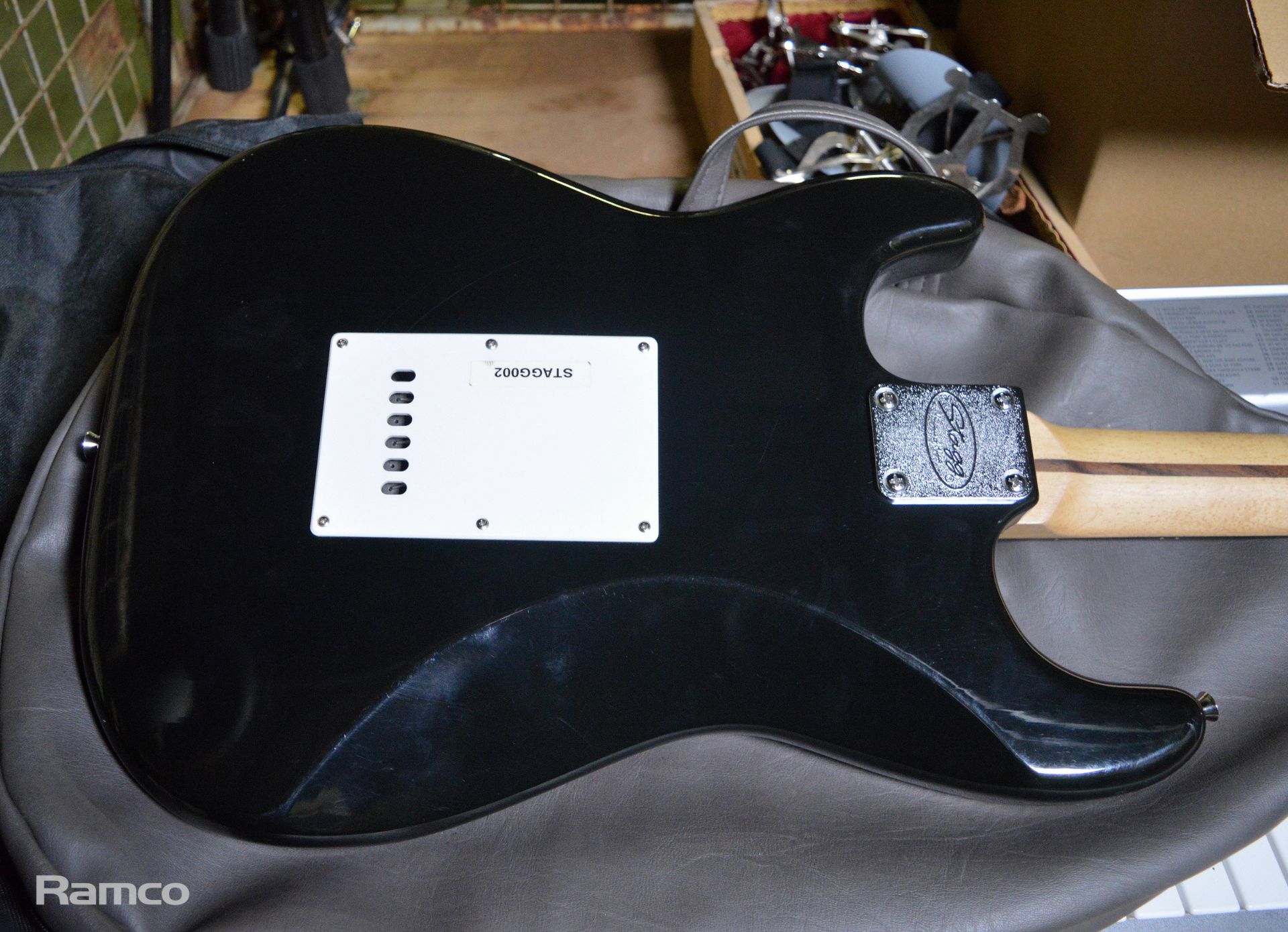 Stagg Black Stratocaster Electric Guitar with case, Casio CTK-496 Keyboard Missing Power C - Image 8 of 9