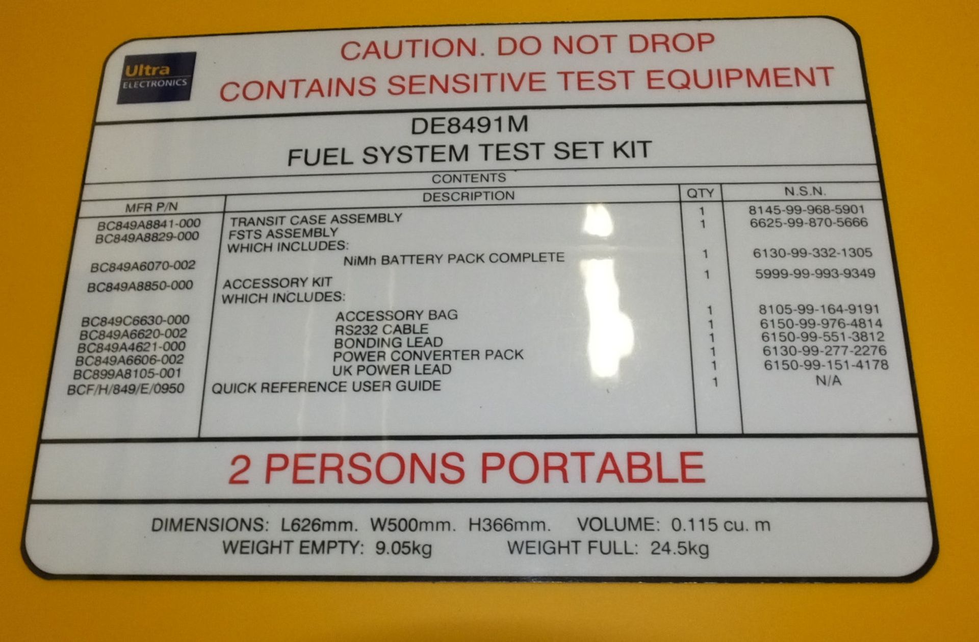 Ultra Electronics DE8491M Fuel System Test Set Kit in heavy duty carry case - Image 4 of 5