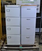 Silverline Metal 4-Draw Filing Cabinet L 460mmx W 620mm x H 1320mm, Wooden 4-Draw Filing C