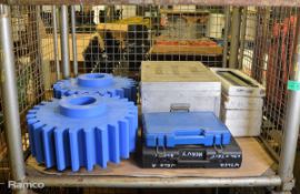 2x Plastic Cases, 1x Metal Chest, 5x Texas Instruments 5MT43B Mounting Bases, 2x Large Cog