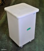 White Longlife Utensils Plastic Wheeled Bin