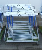Hand cart with 11x Portapit track & field hurdles