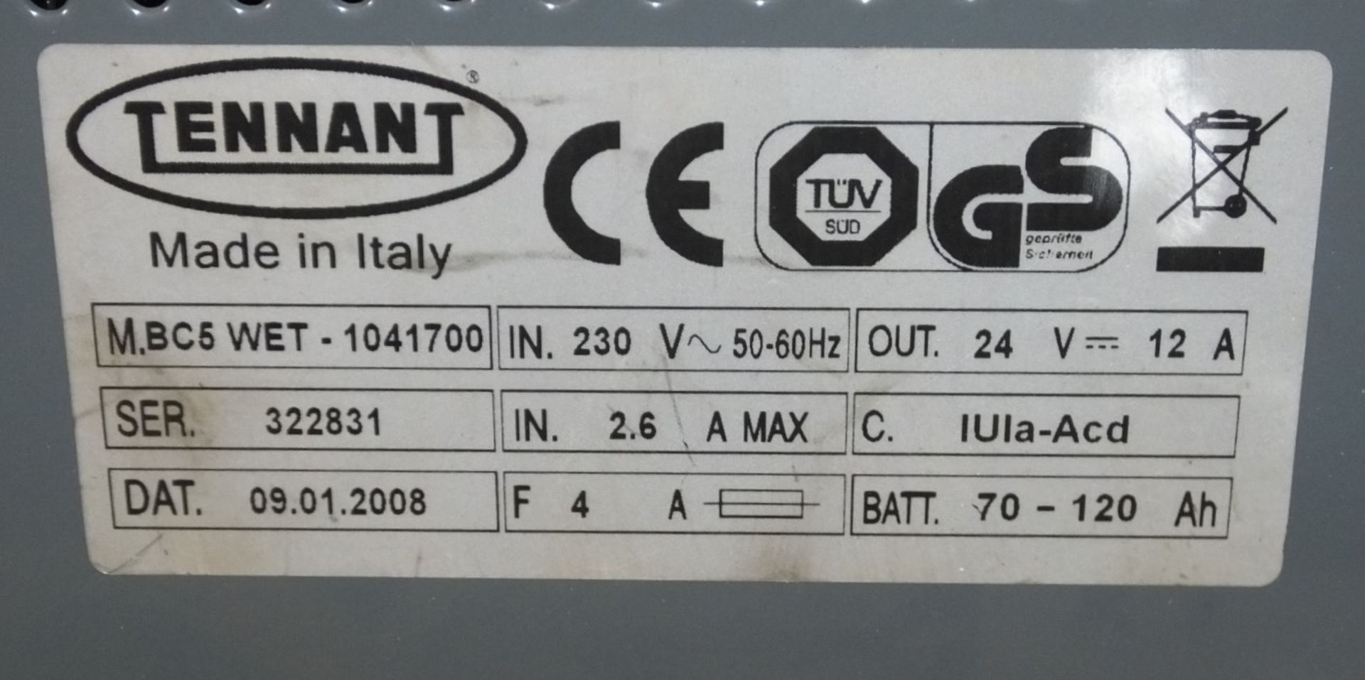 Tennant BC5 WET-1041700 battery charger - Image 4 of 4