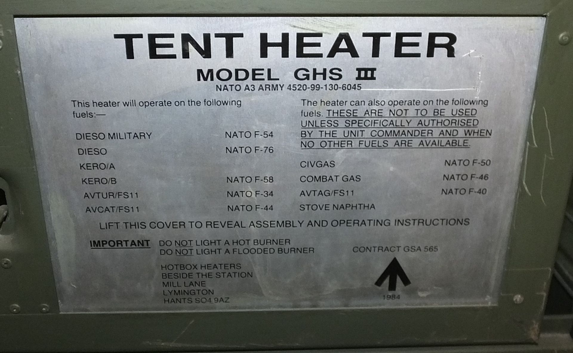 Tent Heater GHS 3 C/W Chimney Caged L 750mm x W 475mm x H 665 mm - Image 6 of 6