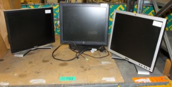 2x Dell 1708FPt 19 Inch Monitors 100-240V 50/60HZ, Elo Touch Systems E629992