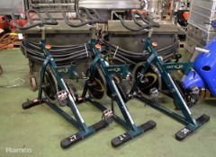 3x Instyle Aerobike V850 Exercise Bikes - all 3 missing seat posts, 1 missing seat
