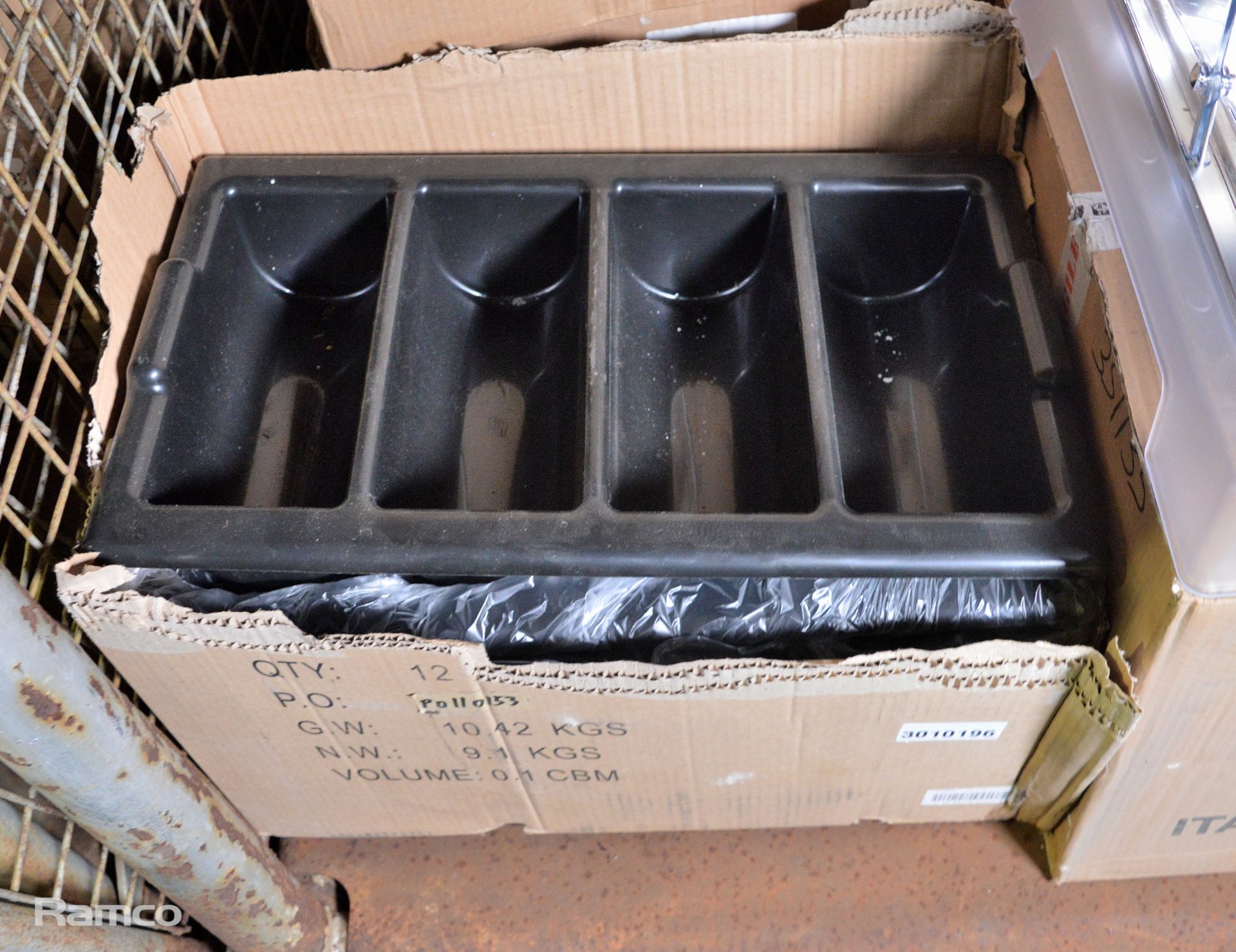 4x Transatlantic Stainless Steel Roll Top Cooled Buffet Trays, 6x Black Plastic Cutlery Bo - Image 2 of 5