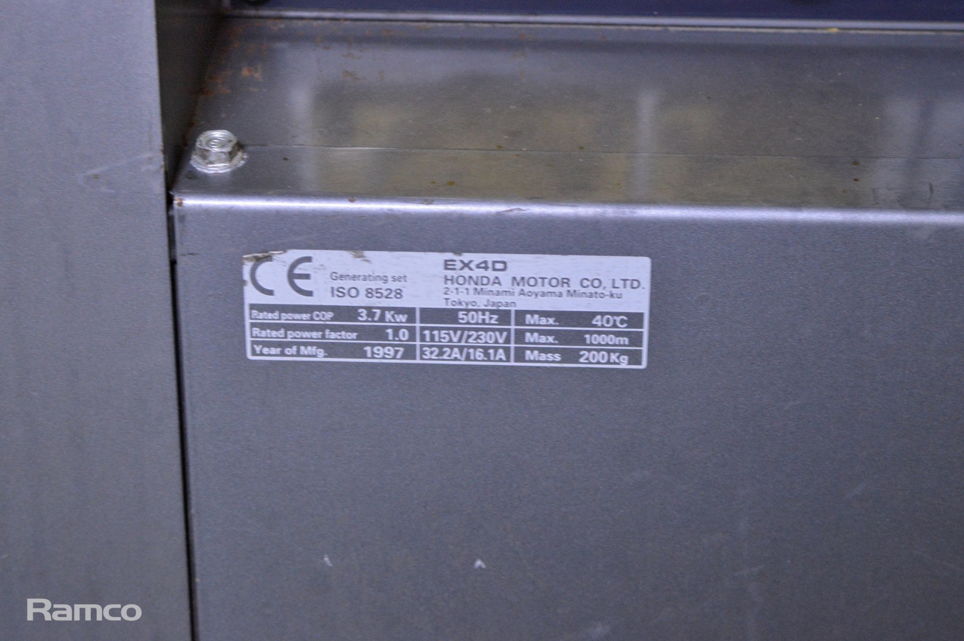 Honda EX 4D silent diesel generator - 3.7kW - 1997 - 50hz - 115V / 230V - 32.2A / 16.1A - - Image 5 of 11