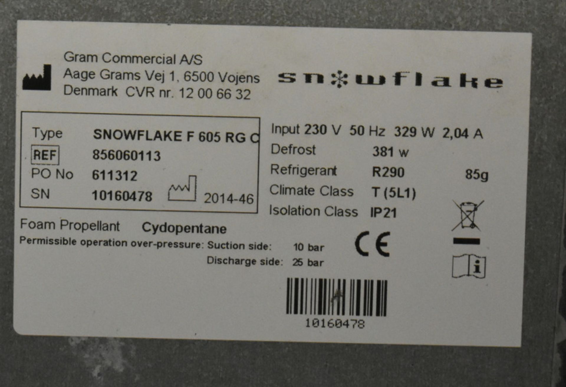 Snowflake R290 Single Door Upright Fridge - W 690mm x D 860mm x H 2000mm - Missing Display - Bild 5 aus 5
