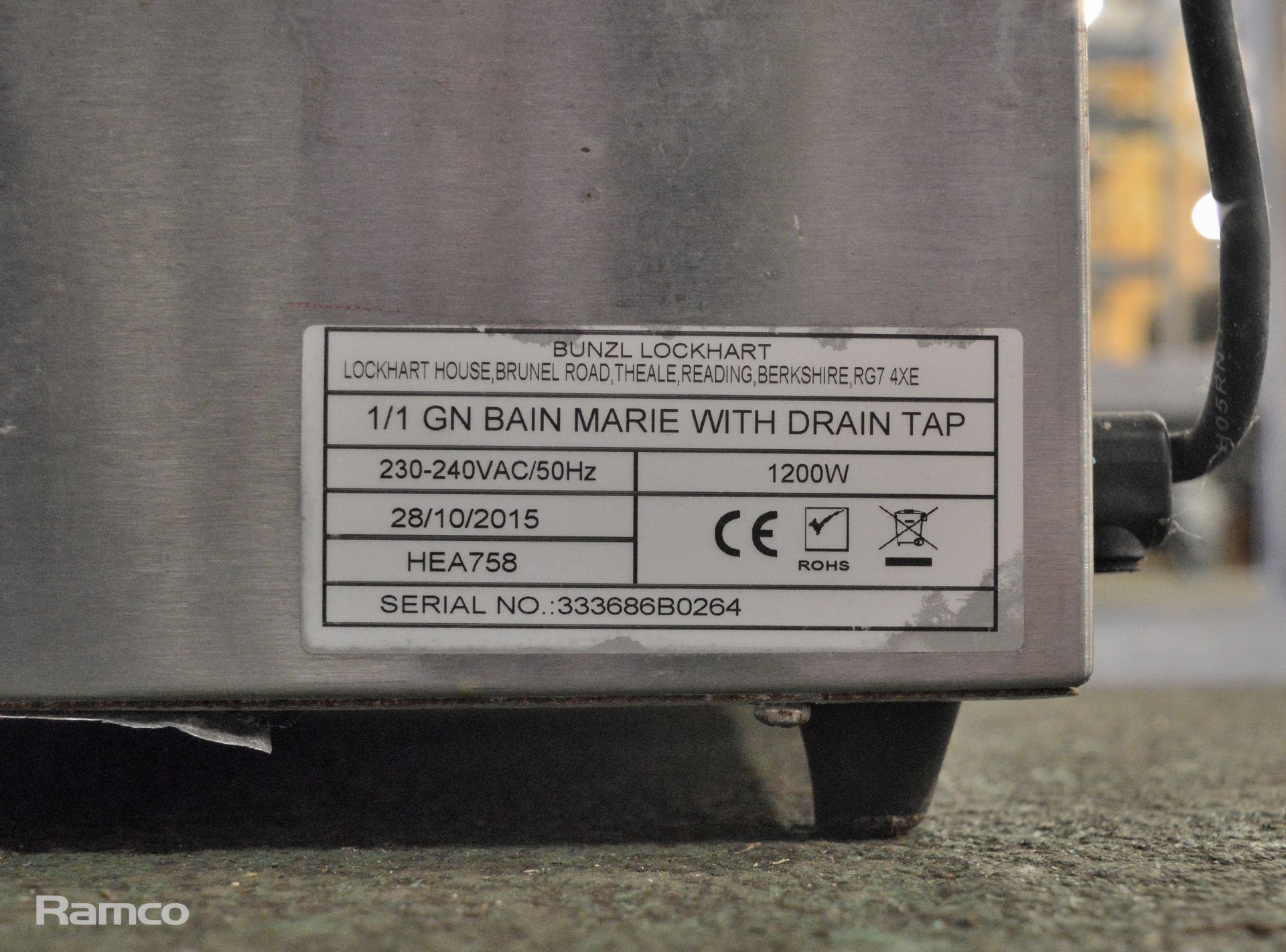 Chefmaster HEA758 Table Top 1/1 GN Bain Marie with Drain Tap - Image 4 of 5