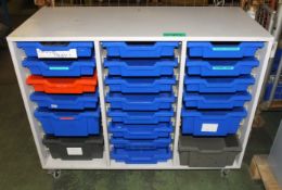 Mobile Wooden Storage Unit With Trays L 1050mm x W 470mm x H 830mm