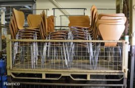 50x Chairs - Metal Frame with Wooden Seat & Back