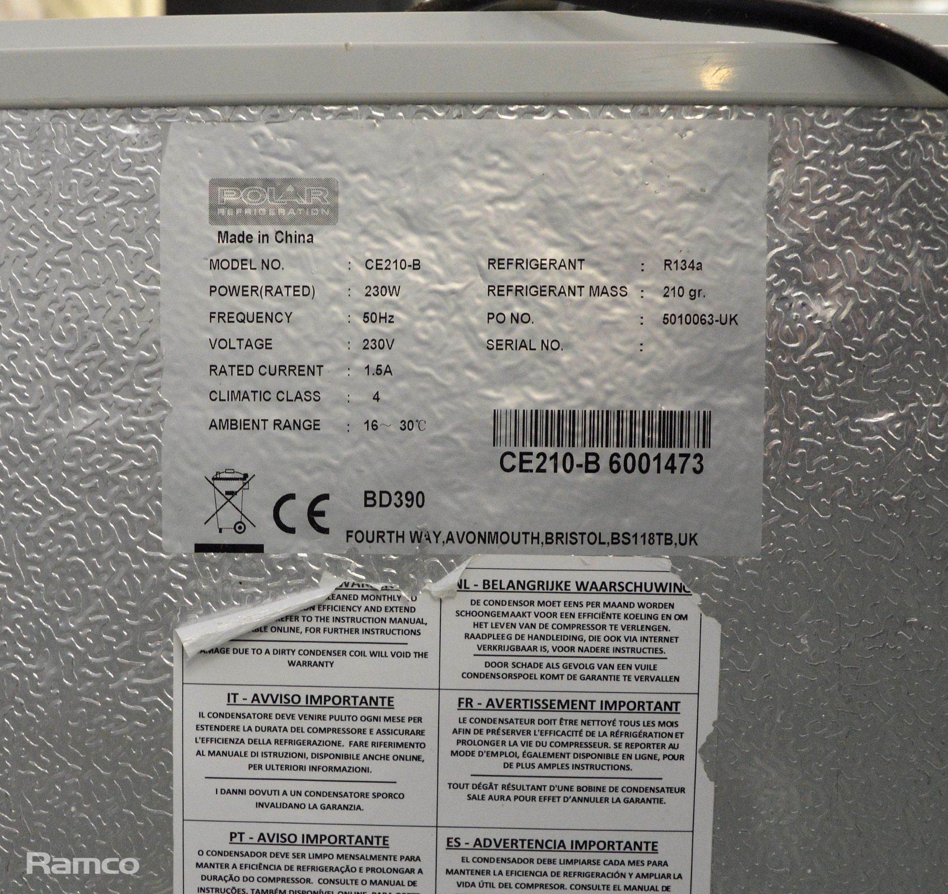 Polar CE210-B 230V chest freezer - Dented Lid - Bild 5 aus 6