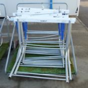 Hand cart with 12x Portapit track & field hurdles
