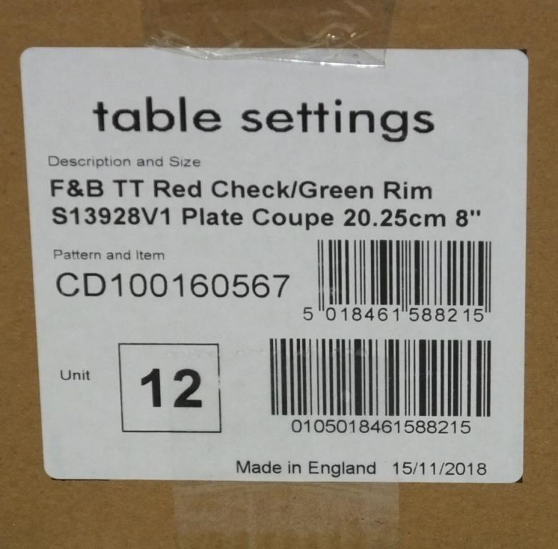 Steelite table setting plates - Red Check/Green Rim Plate Coupe 20.25cm / 8 in - 12 per box 6 boxes - Image 4 of 5