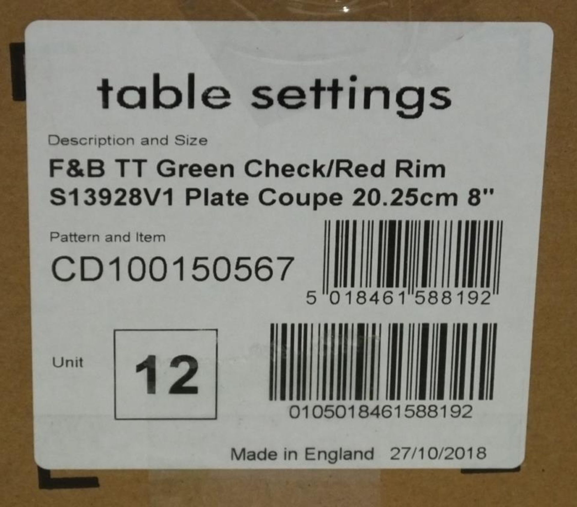 Steelite table setting plates - Green Check/Red Rim Plate Coupe 20.25cm / 8 in - 12 per box 5 boxes - Image 4 of 5