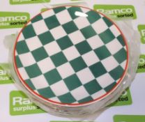 Steelite table setting plates - Green Check/Red Rim Plate Coupe 20.25cm / 8 in - 12 per box 5 boxes