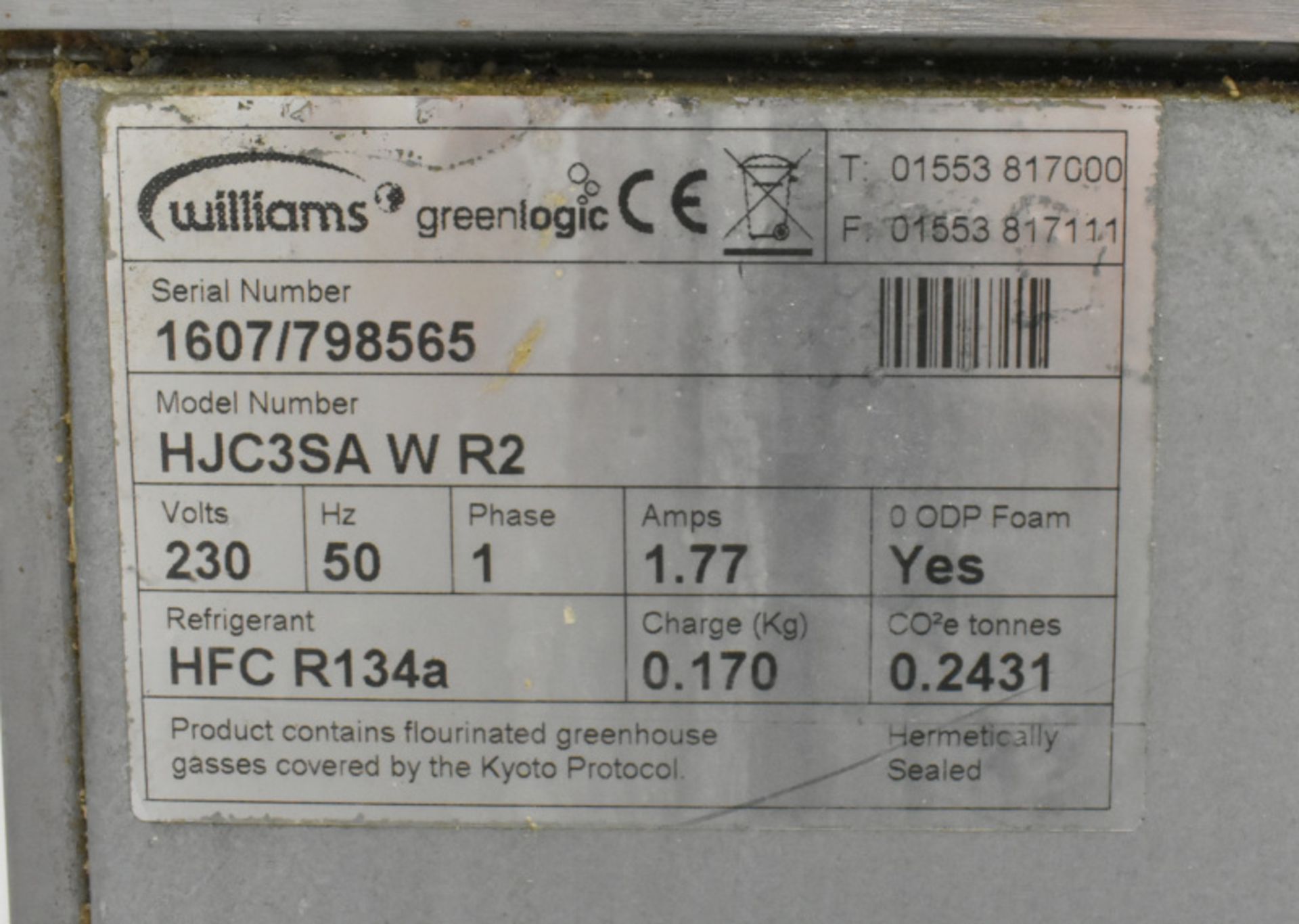 Williams 3 door Refrigerator with Refrigerated Preparation Counter - Image 8 of 9