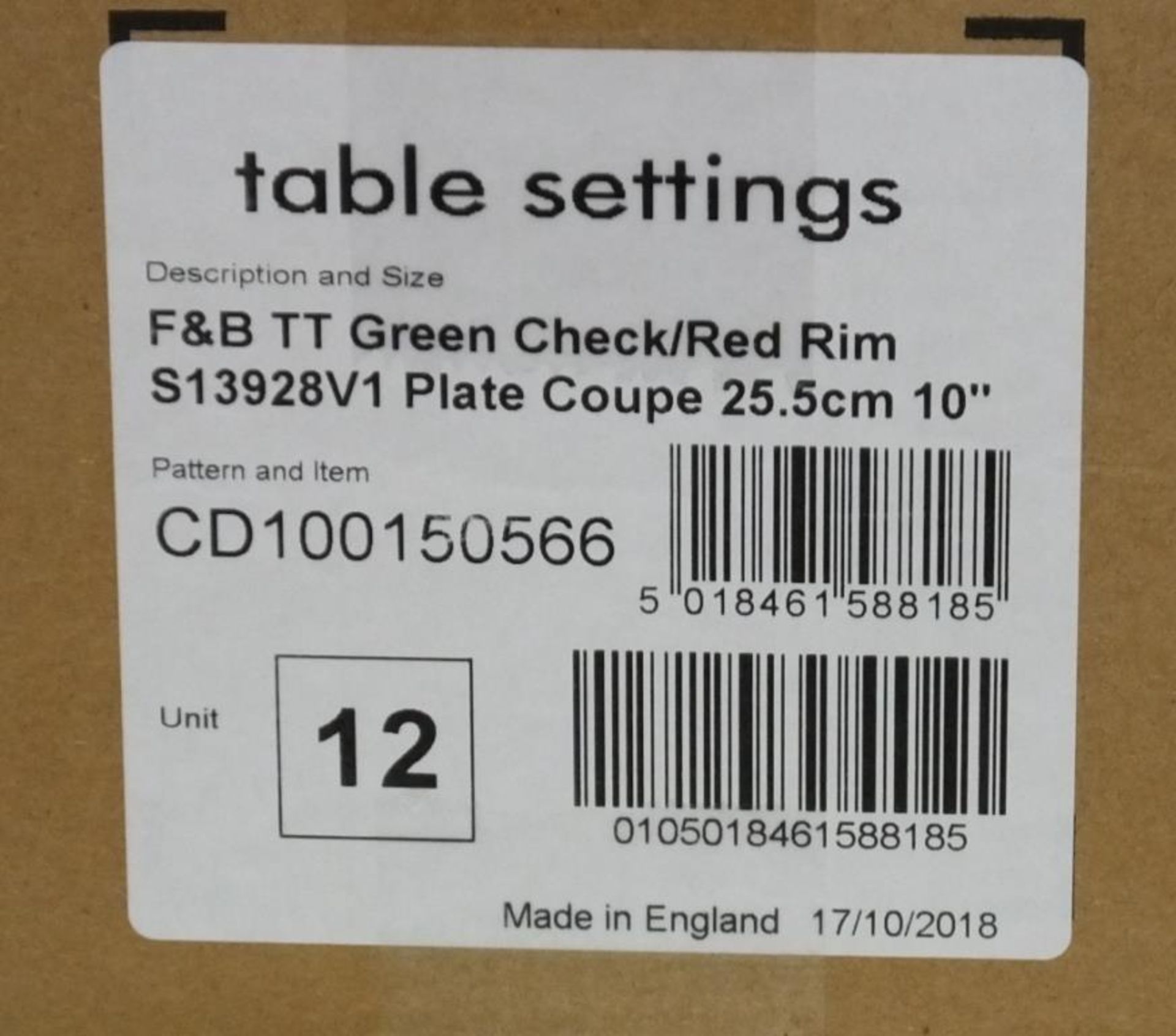 Steelite table setting plates - Green Check/Red Rim Plate Coupe 25.5cm/10 in - 12 per box 5 boxes - Image 5 of 6