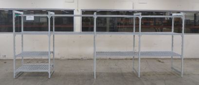 Plastic 4 Bay Catering Racking With Shelves - each bay - W 1200mm x D 600mm x H 1810mm