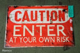 Tin sign 400 x 300mm - Enter at your own risk