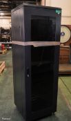 Black Glass Fronted Server Cabinet L 600mm x W 600mm x H 1750mm