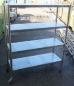 Stainless Mobile 4 Shelf Trolley L 1200mm x W 440mm x H 1500mm