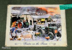 Winter on the farm tin poster - 400 x 300mm