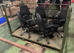 5x Black Fabric Lift & Tilt Office Chairs