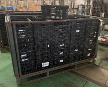 72x Paxton Black Stackable Plastic Containers - L 600mm x W 400mm x H 290mm