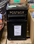 Black Metal Post Box - Replica