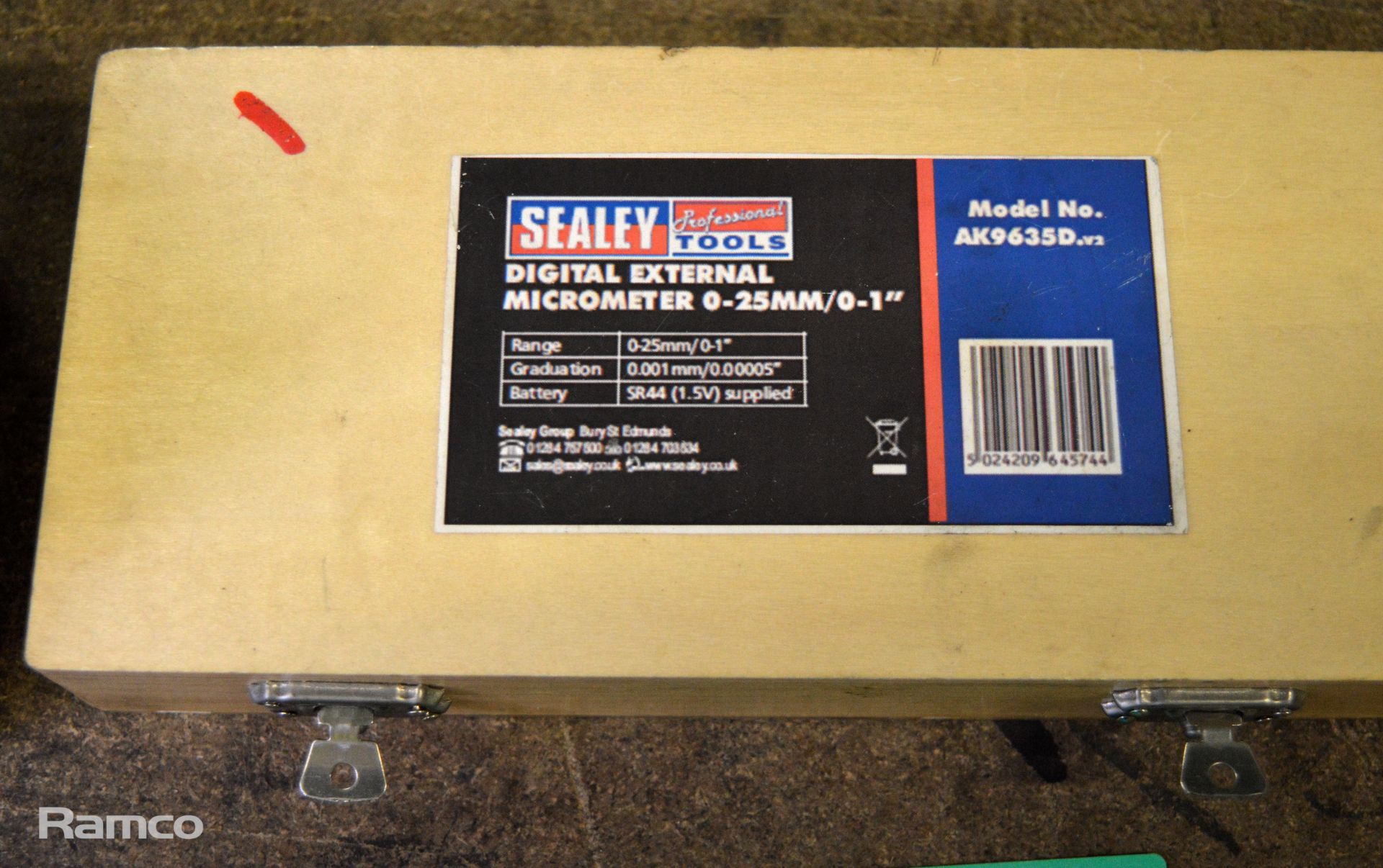 Sealey Digital External Micrometer 0-25mm - Image 2 of 2