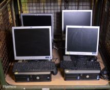 4x Dell 380 Optiplex Computers with keyboards and HP Monitors
