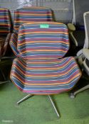 2x Striped Scoped Swivel Chair With Chrome Legs