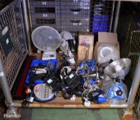Various Domestic Electric Lights, Fans, Chargers