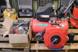 Compressor - 50L - 8 bar with tools & hose reel