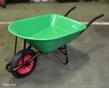 Green wheelbarrow